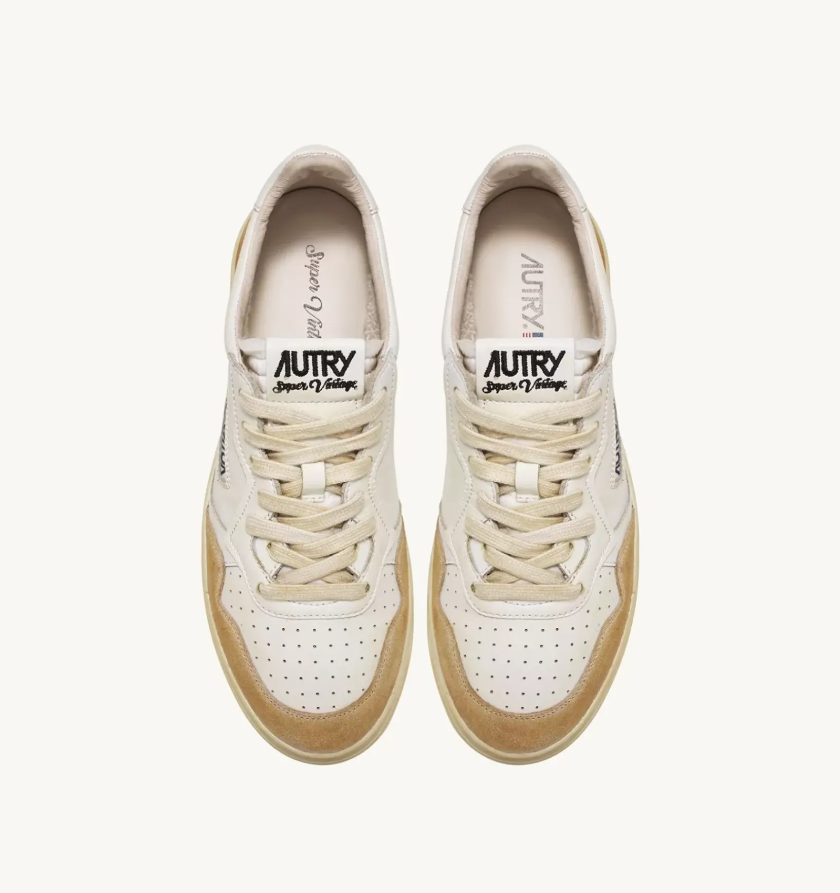 Sneakers Medalist Low Super Vintage In Pelle Yellowing Bianco