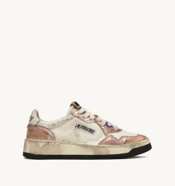 Sneakers Medalist Low Super Vintage In Mesh E Suede Colore Bianco E Rosa