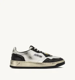 Sneakers Medalist Low Super Vintage In Mesh E Suede Bianco E Argento