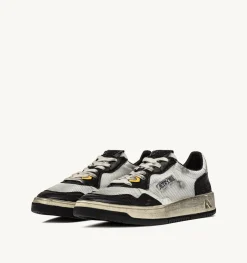 Sneakers Medalist Low Super Vintage In Mesh E Suede Bianco E Argento