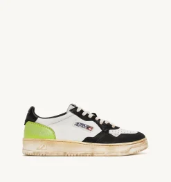 Sneakers Medalist Low Super Vintage In Pelle Colore Bianco Nero E Verde