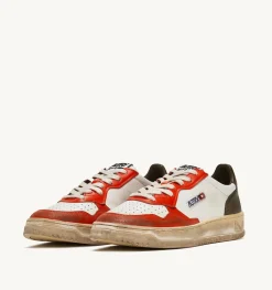 Sneakers Medalist Low Super Vintage In Pelle Bianco Arancione Militare