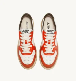 Sneakers Medalist Low Super Vintage In Pelle Bianco Arancione Militare