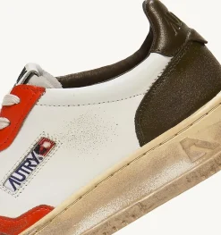 Sneakers Medalist Low Super Vintage In Pelle Bianco Arancione Militare