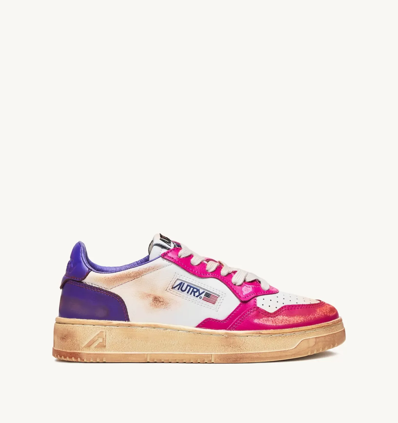 Sneakers Medalist Low Super Vintage In Pelle Bianco Viola E Rosa