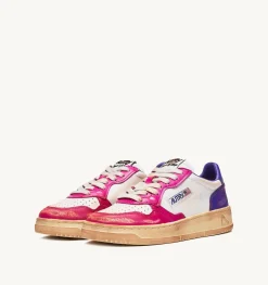Sneakers Medalist Low Super Vintage In Pelle Bianco Viola E Rosa