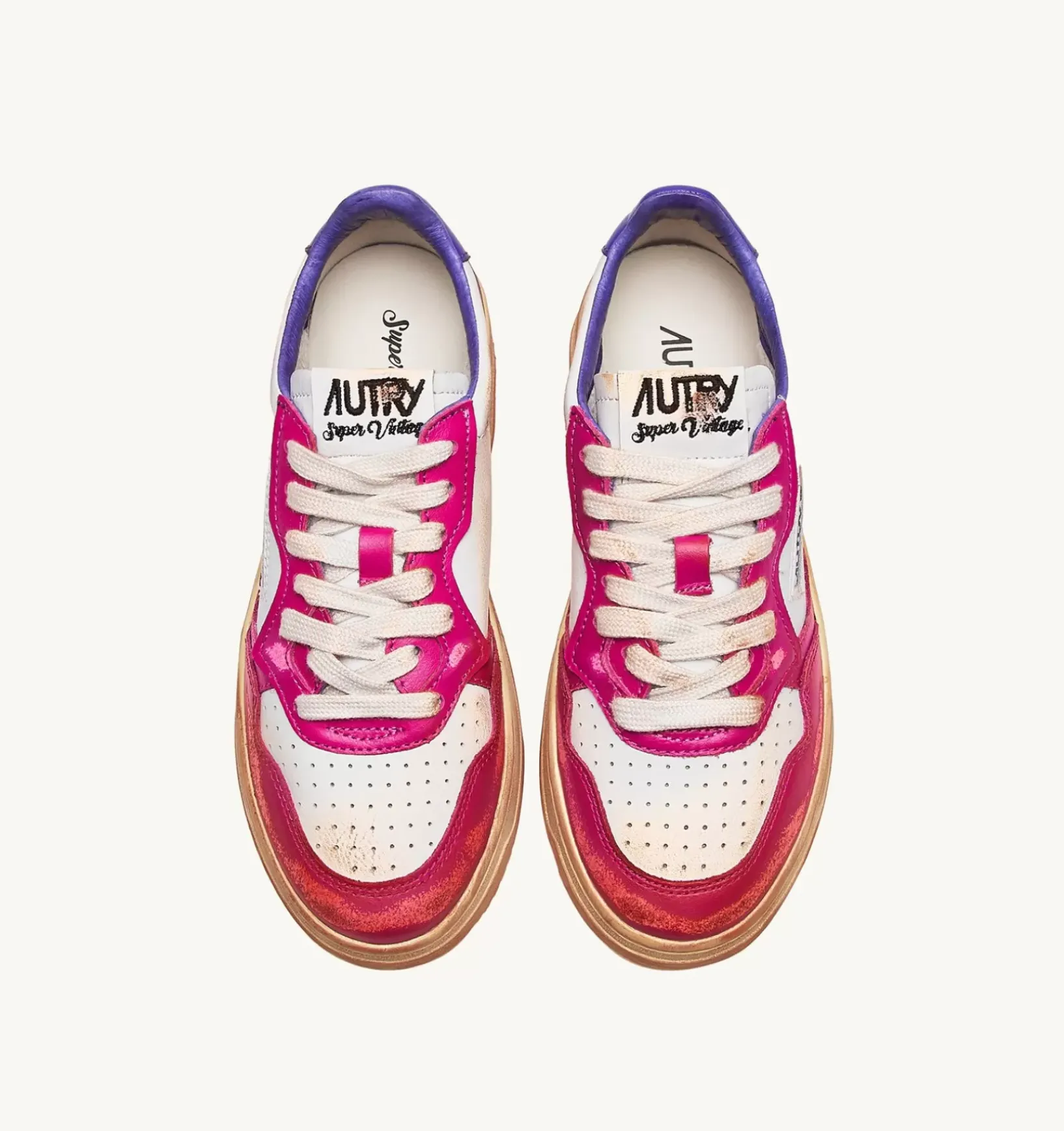 Sneakers Medalist Low Super Vintage In Pelle Bianco Viola E Rosa