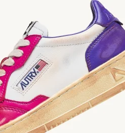Sneakers Medalist Low Super Vintage In Pelle Bianco Viola E Rosa