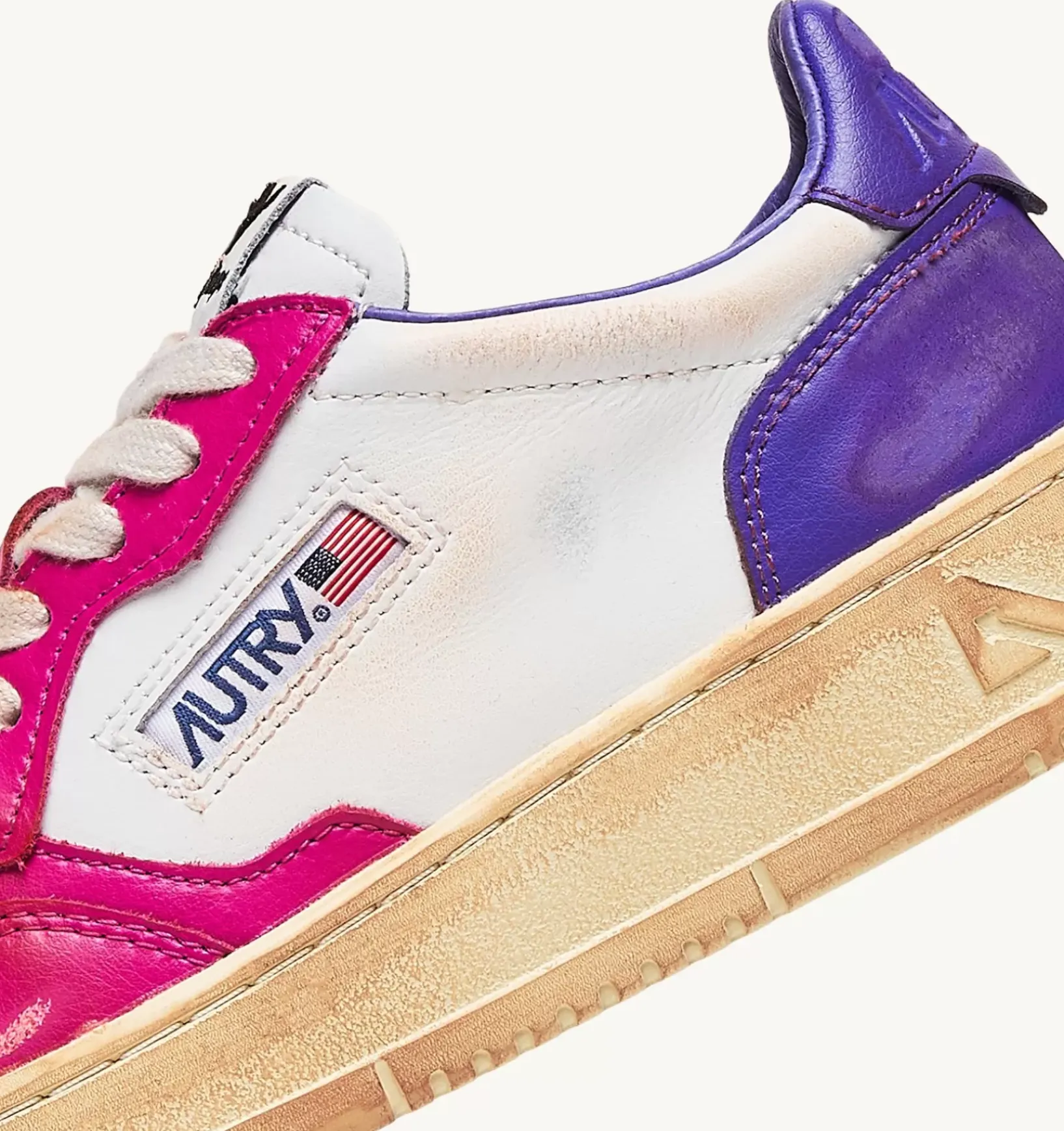 Sneakers Medalist Low Super Vintage In Pelle Bianco Viola E Rosa