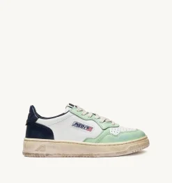 Sneakers Medalist Low Super Vintage In Pelle Bianco Nile Blu