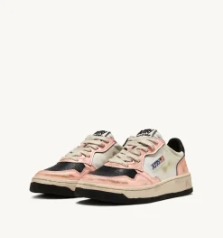 Sneakers Medalist Low Super Vintage In Pelle Colore Bianco E Rosa