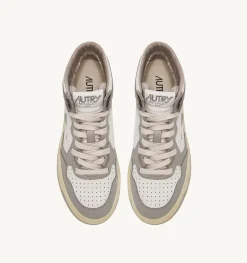 Sneakers Medalist Mid In Pelle Bicolore Bianco E Vapor