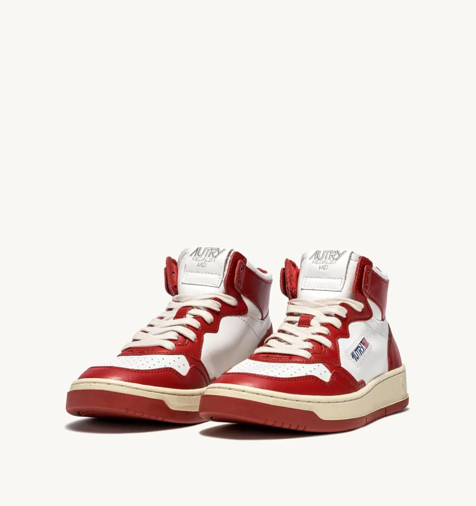 Sneakers Medalist Mid In Pelle Bicolore Bianco E Rosso