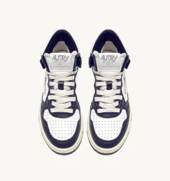 Sneakers Medalist Mid In Pelle Bianca E Blu