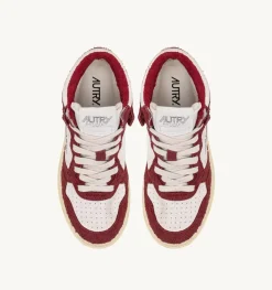 Sneakers Medalist Mid In Suede Bianco E Suede Effetto Hair Viola