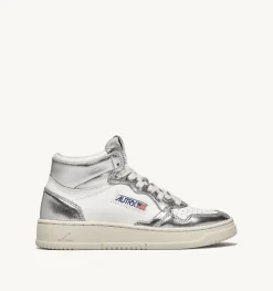 Sneakers Medalist Mid In Pelle Bicolore Bianco E Silver