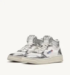 Sneakers Medalist Mid In Pelle Bicolore Bianco E Silver