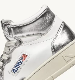 Sneakers Medalist Mid In Pelle Bicolore Bianco E Silver