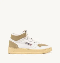 Sneakers Medalist Mid In Pelle E Suede Bianco E Mud