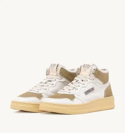Sneakers Medalist Mid In Pelle E Suede Bianco E Mud