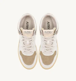 Sneakers Medalist Mid In Pelle E Suede Bianco E Mud