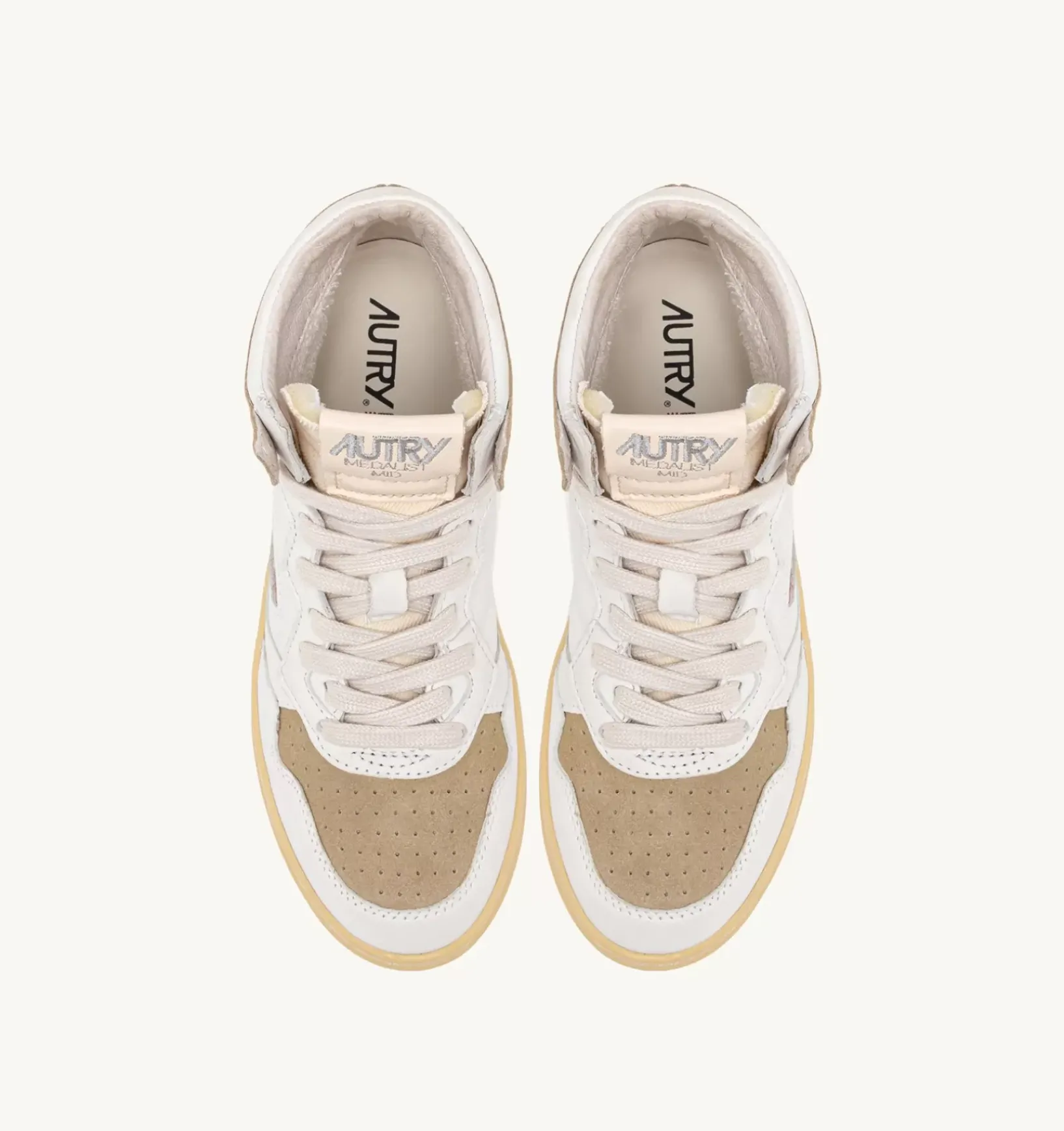 Sneakers Medalist Mid In Pelle E Suede Bianco E Mud
