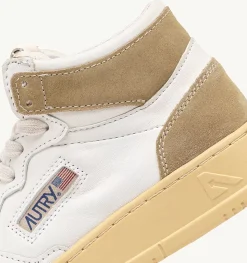Sneakers Medalist Mid In Pelle E Suede Bianco E Mud