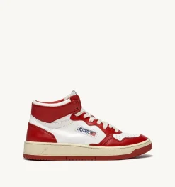 Sneakers Medalist Mid In Pelle Bicolore Bianco E Rosso