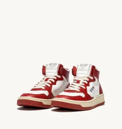 Sneakers Medalist Mid In Pelle Bicolore Bianco E Rosso