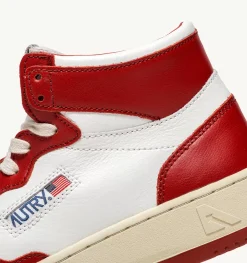 Sneakers Medalist Mid In Pelle Bicolore Bianco E Rosso
