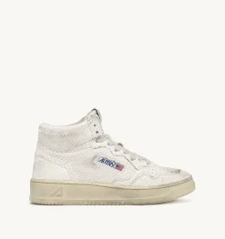 Sneakers Medalist Mid In Pelle Effetto Snake Bianco