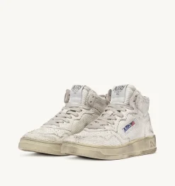 Sneakers Medalist Mid In Pelle Effetto Snake Bianco