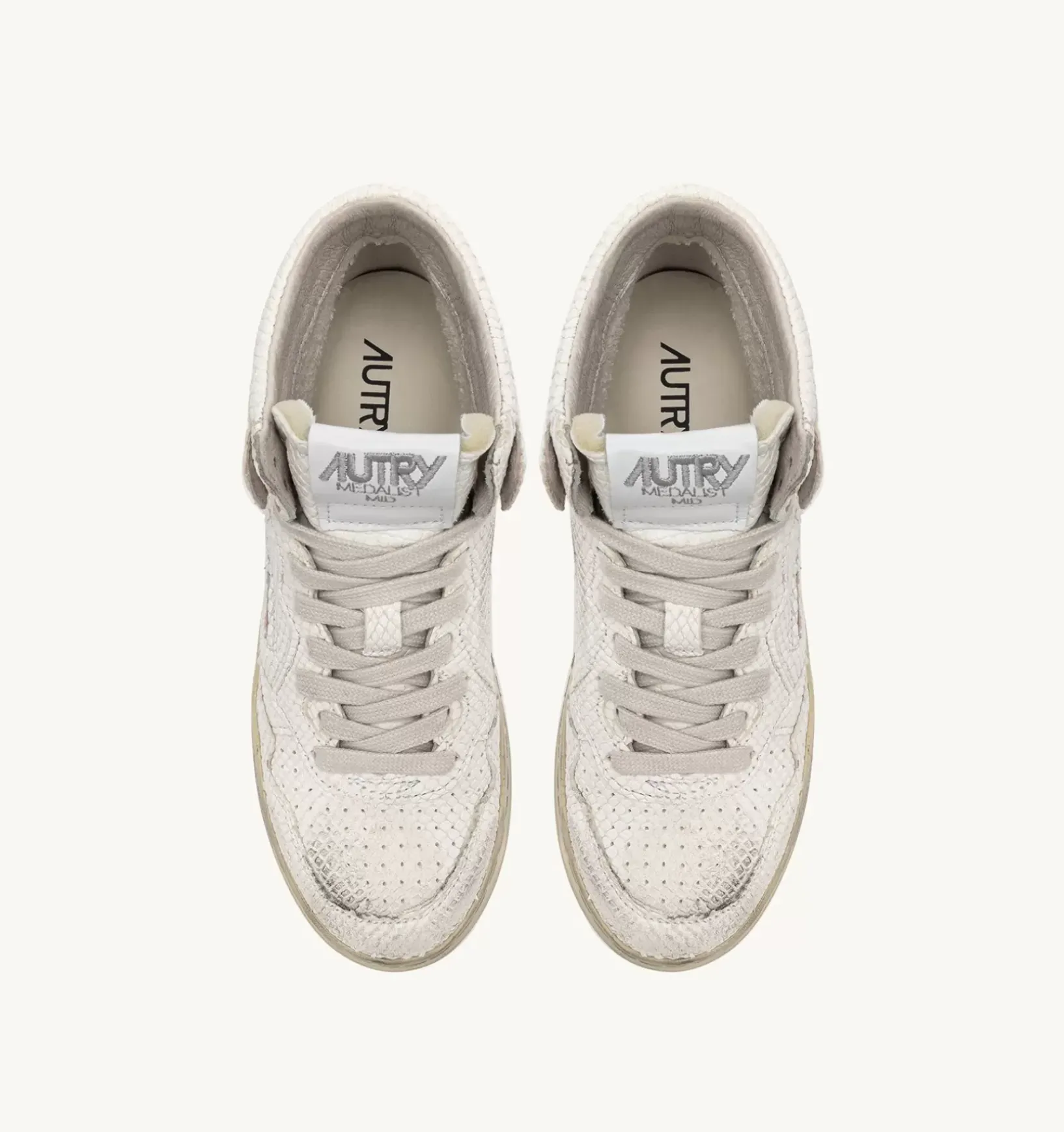 Sneakers Medalist Mid In Pelle Effetto Snake Bianco