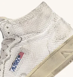 Sneakers Medalist Mid In Pelle Effetto Snake Bianco
