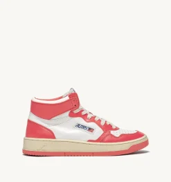Sneakers Medalist Mid In Pelle Bicolore Bianco E Lobster