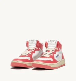 Sneakers Medalist Mid In Pelle Bicolore Bianco E Lobster