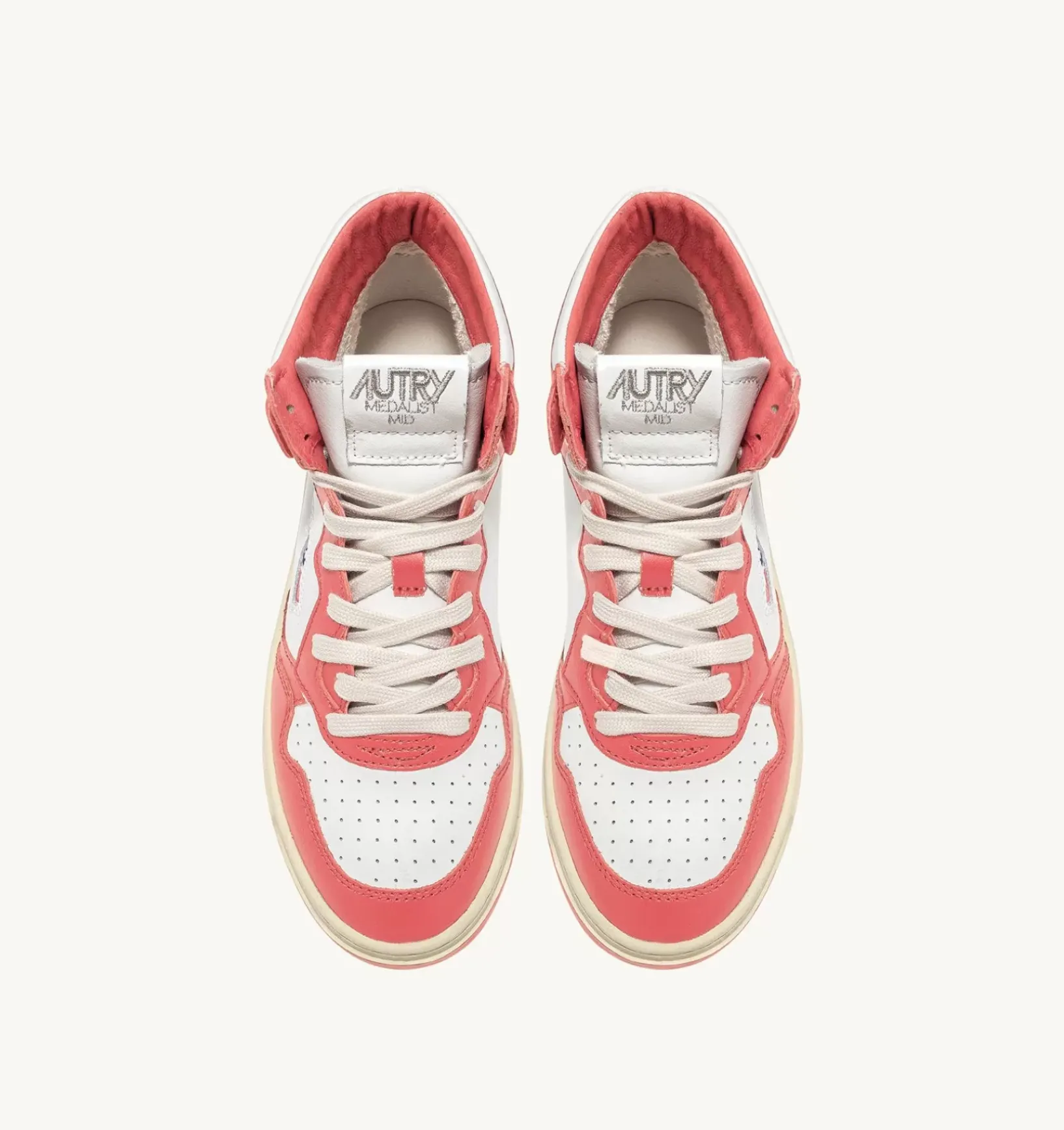 Sneakers Medalist Mid In Pelle Bicolore Bianco E Lobster