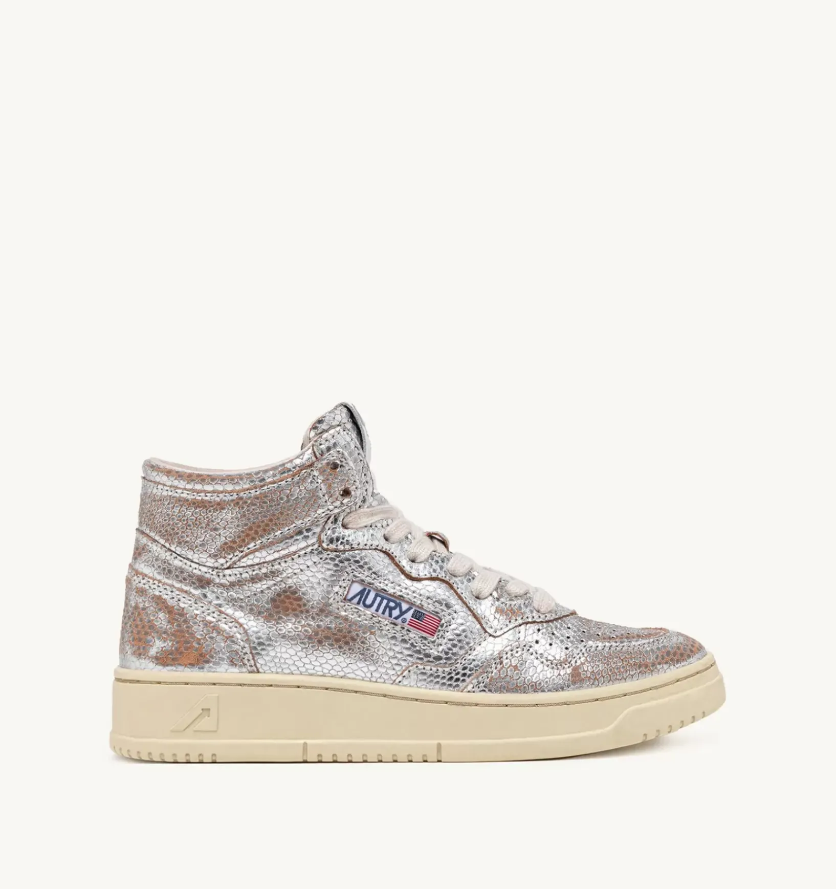 Sneakers Medalist Mid In Pelle Effetto Snake Argento