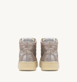 Sneakers Medalist Mid In Pelle Effetto Snake Argento