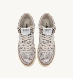 Sneakers Medalist Mid In Pelle Effetto Snake Argento