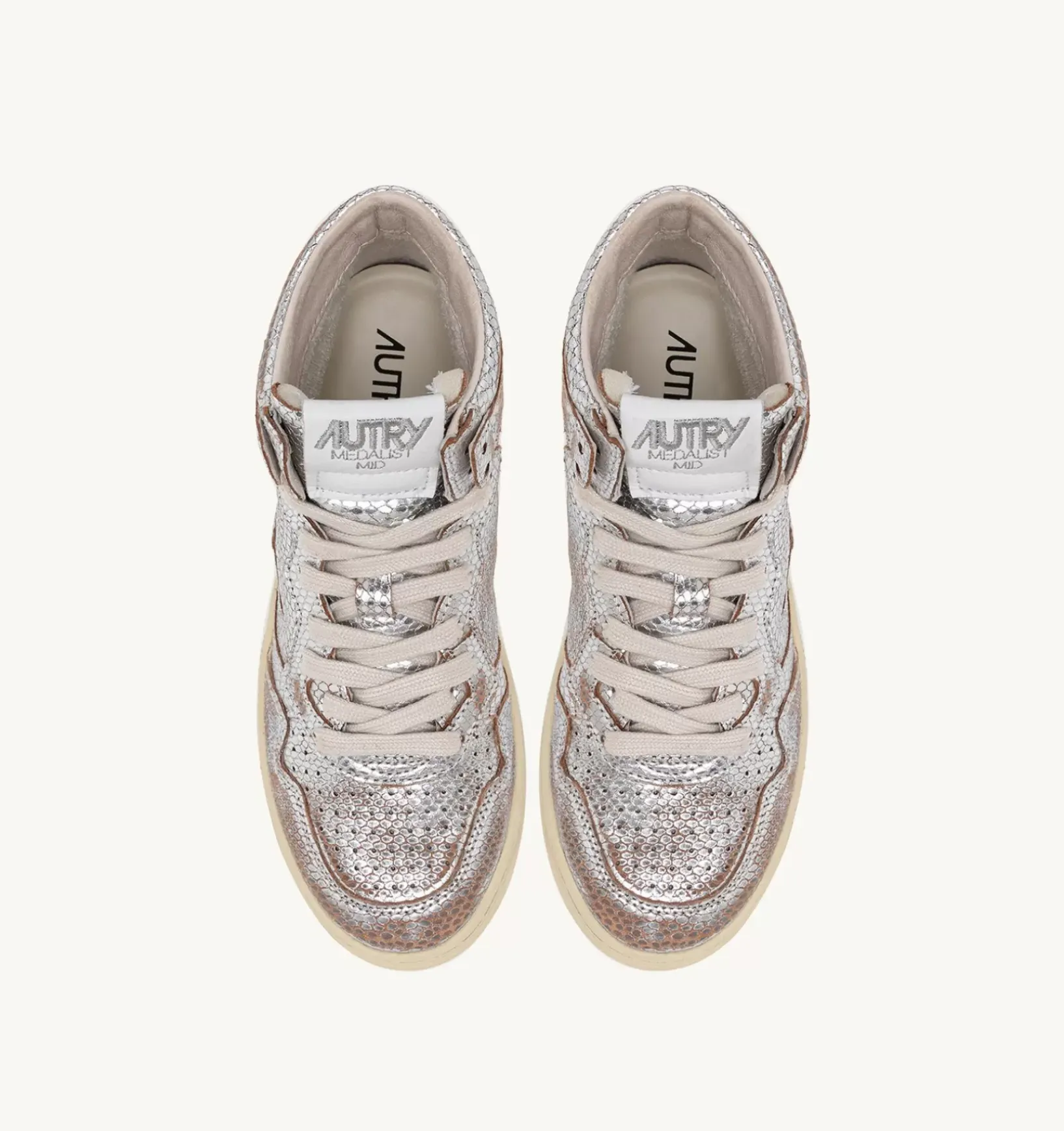 Sneakers Medalist Mid In Pelle Effetto Snake Argento