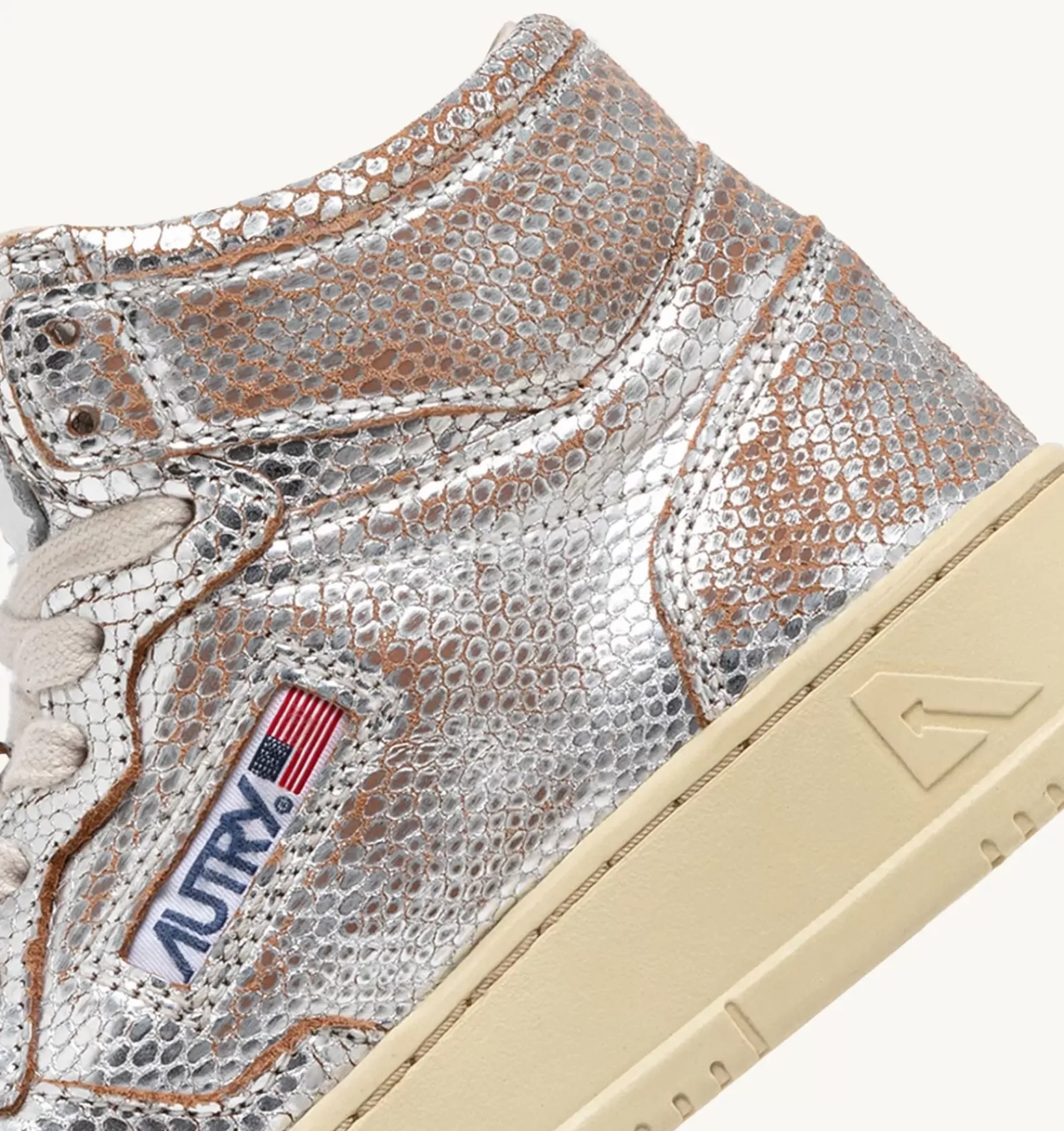 Sneakers Medalist Mid In Pelle Effetto Snake Argento