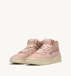Sneakers Medalist Mid In Morbida Pelle Peach Di Capra