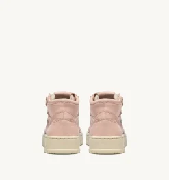 Sneakers Medalist Mid In Morbida Pelle Peach Di Capra