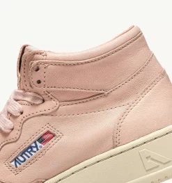 Sneakers Medalist Mid In Morbida Pelle Peach Di Capra