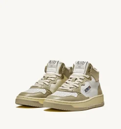 Sneakers Medalist Mid In Pelle Bicolore Bianco E Mud