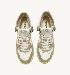 Sneakers Medalist Mid In Pelle Bicolore Bianco E Mud