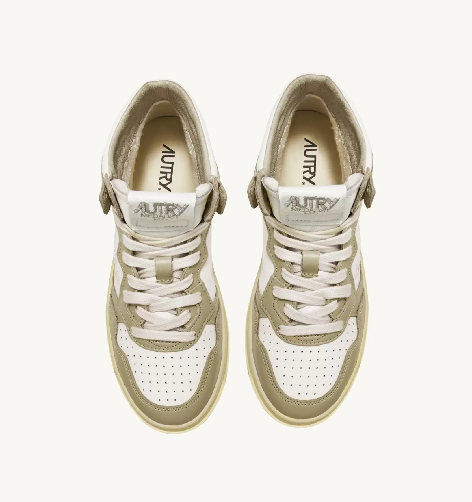 Sneakers Medalist Mid In Pelle Bicolore Bianco E Mud
