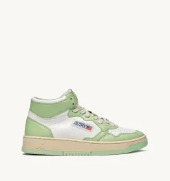 Sneakers Medalist Mid In Pelle Bicolore Bianco Nile Green