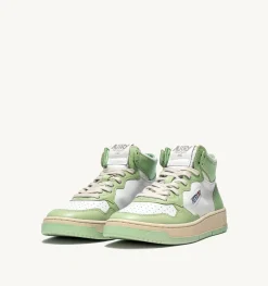 Sneakers Medalist Mid In Pelle Bicolore Bianco Nile Green